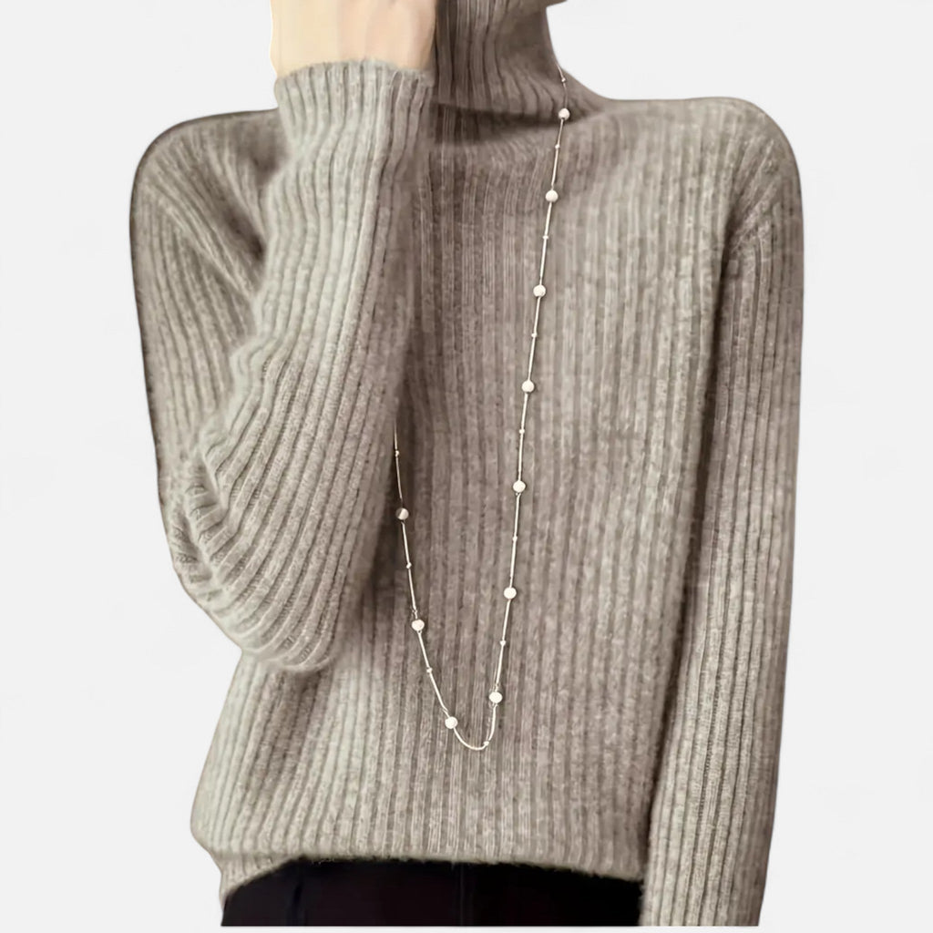 Valmonti | Damski sweter z wysokim kołnierzem i grubym prążkowaniem