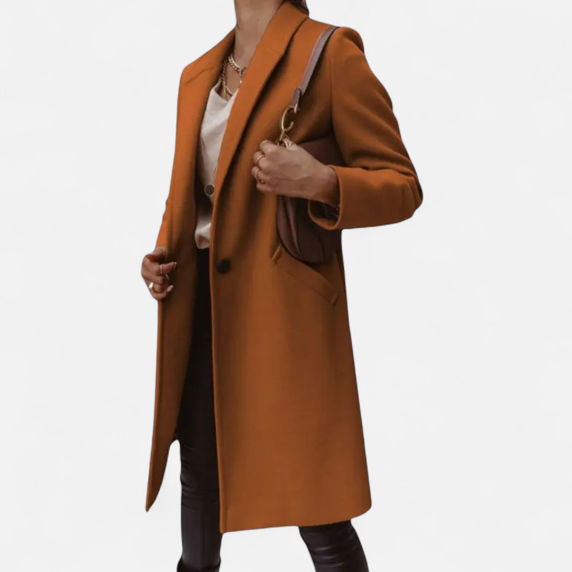 Valmonti | Klasyczny Płaszcz Damski – Średniej Długości z Luksusowymi Klapami