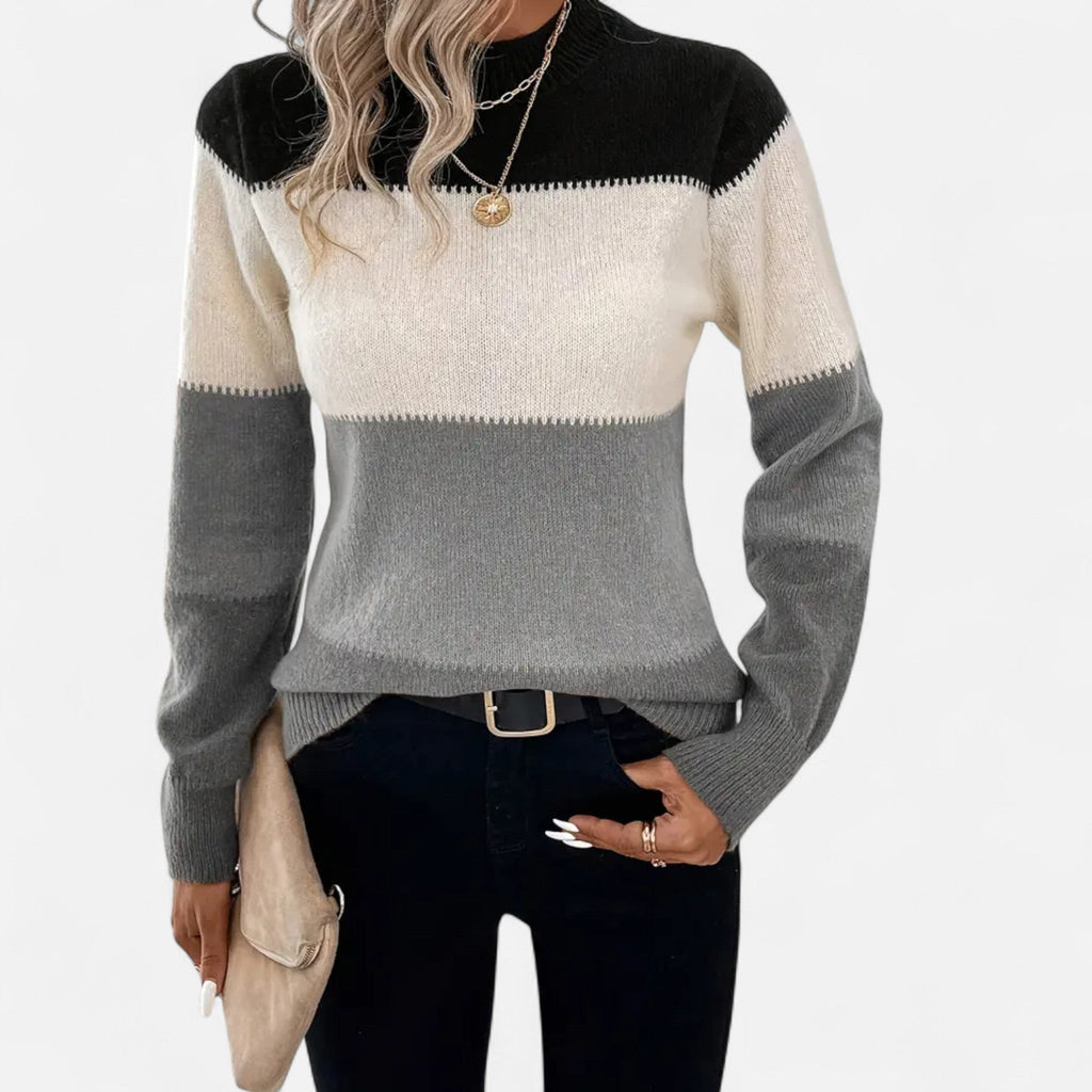 Valmonti | Damski sweter z okrągłym dekoltem w paski