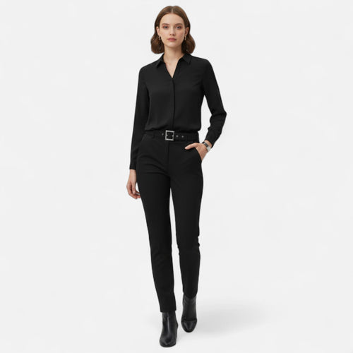 Valmonti | Bluzka Damska – Elegancja z Dekoltem w Serek i Zapięciem na Guziki