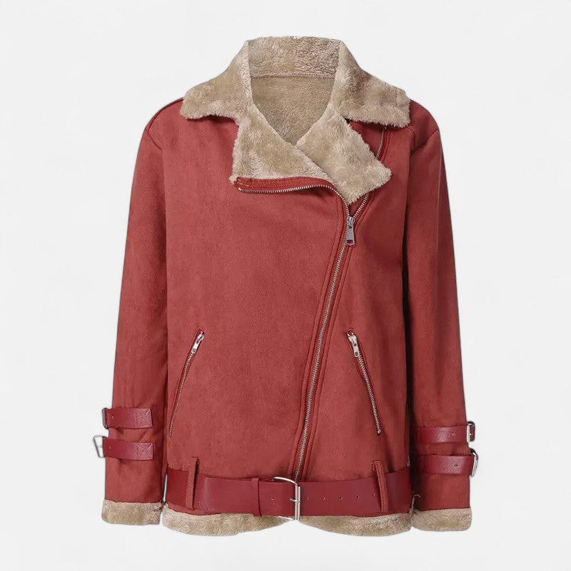 Valmonti | Kobieca kurtka motocyklowa z jeleniej skóry i wełny jagnięcej