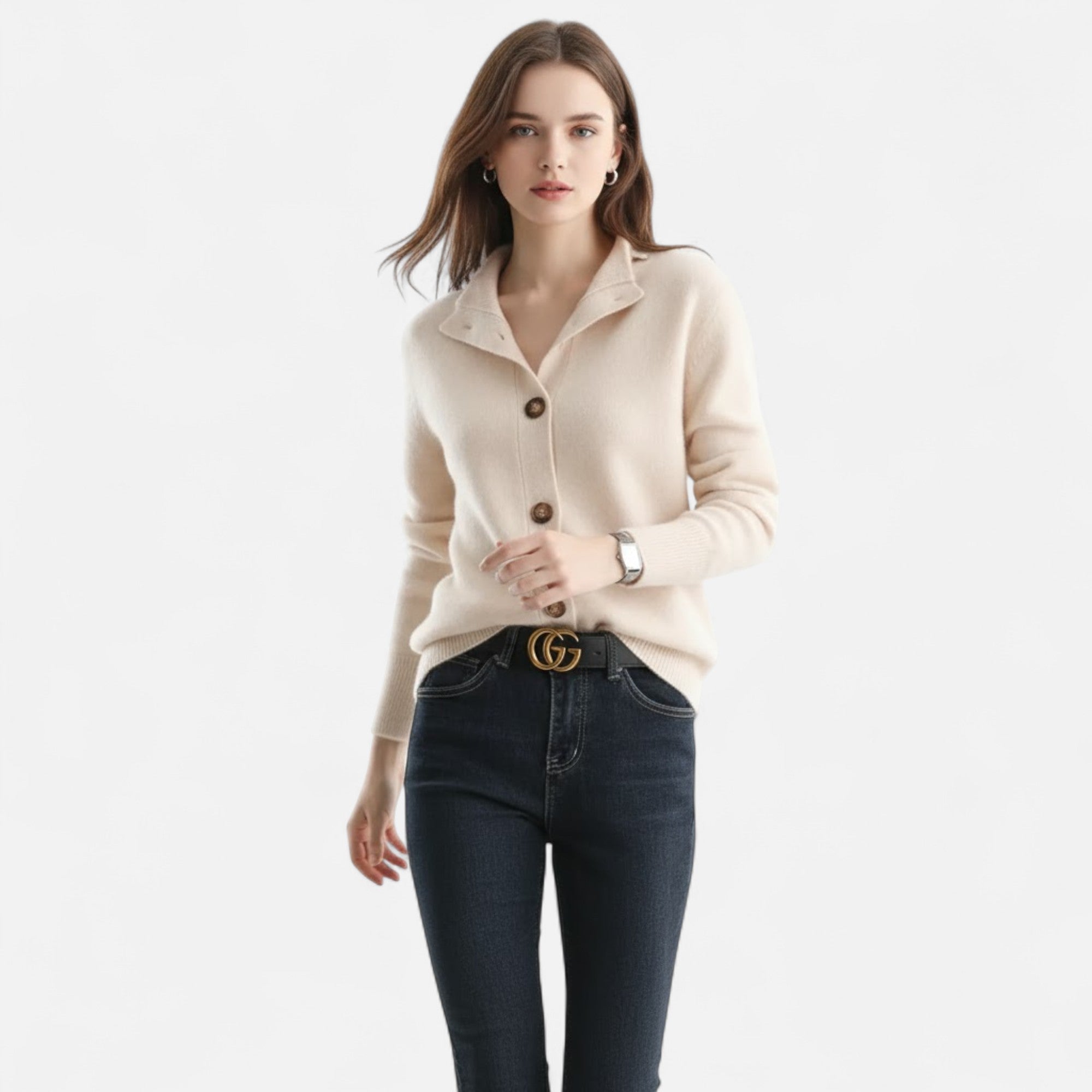 Kowalski | Krótki płaszcz damski z dzianiny z kołnierzem stojącym