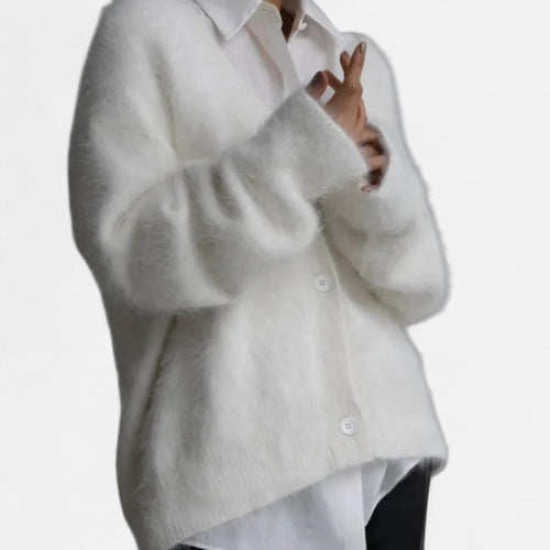 Kowalski | Damski luźny kardigan z dekoltem w serek i guzikami