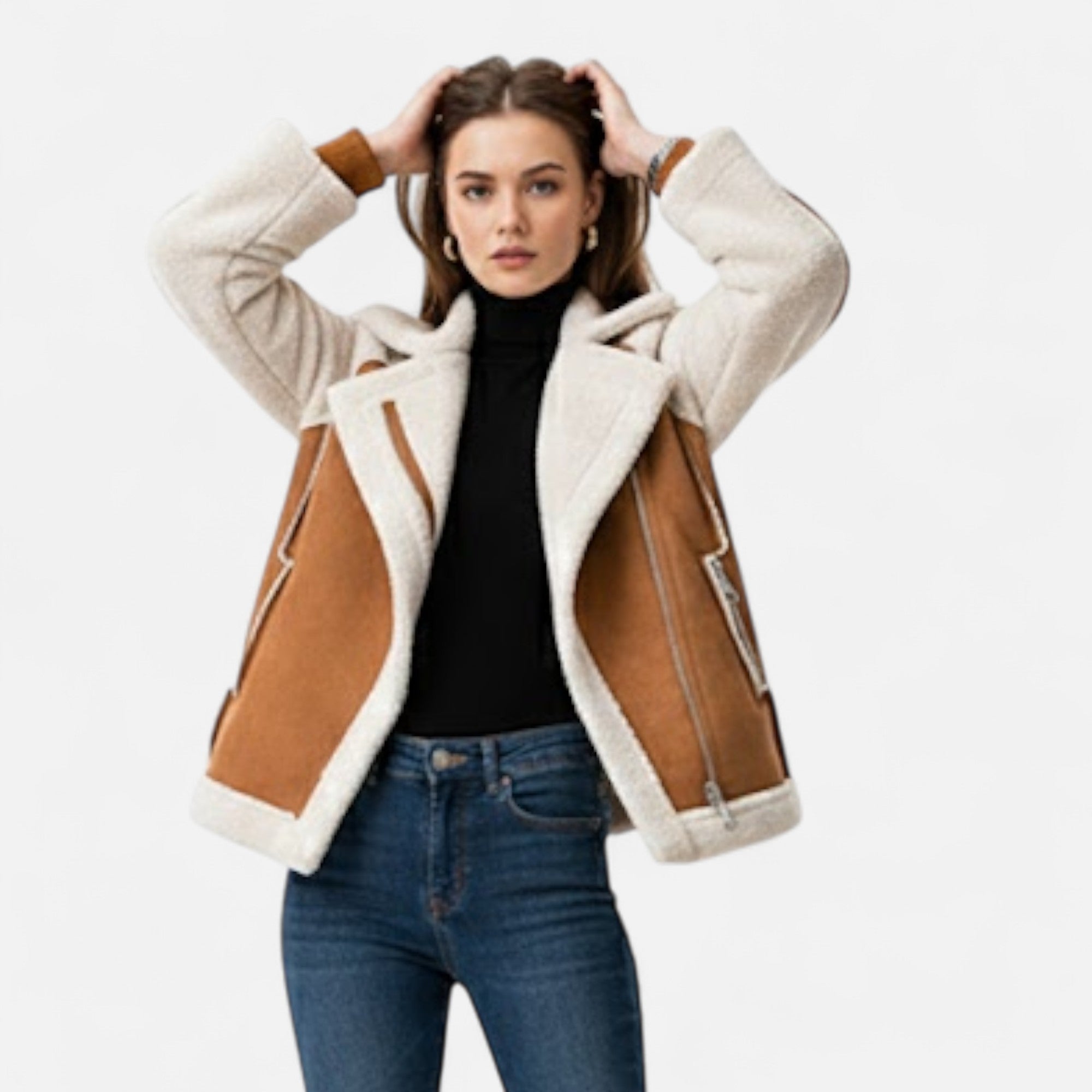 Kowalski | Krótka kurtka motocyklowa z zamszu i weluru jagnięcego dla kobiet