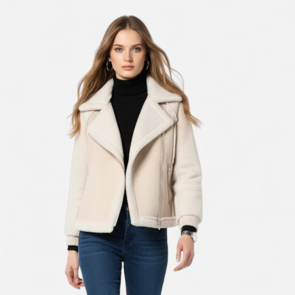 Kowalski | Krótka kurtka motocyklowa z zamszu i weluru jagnięcego dla kobiet