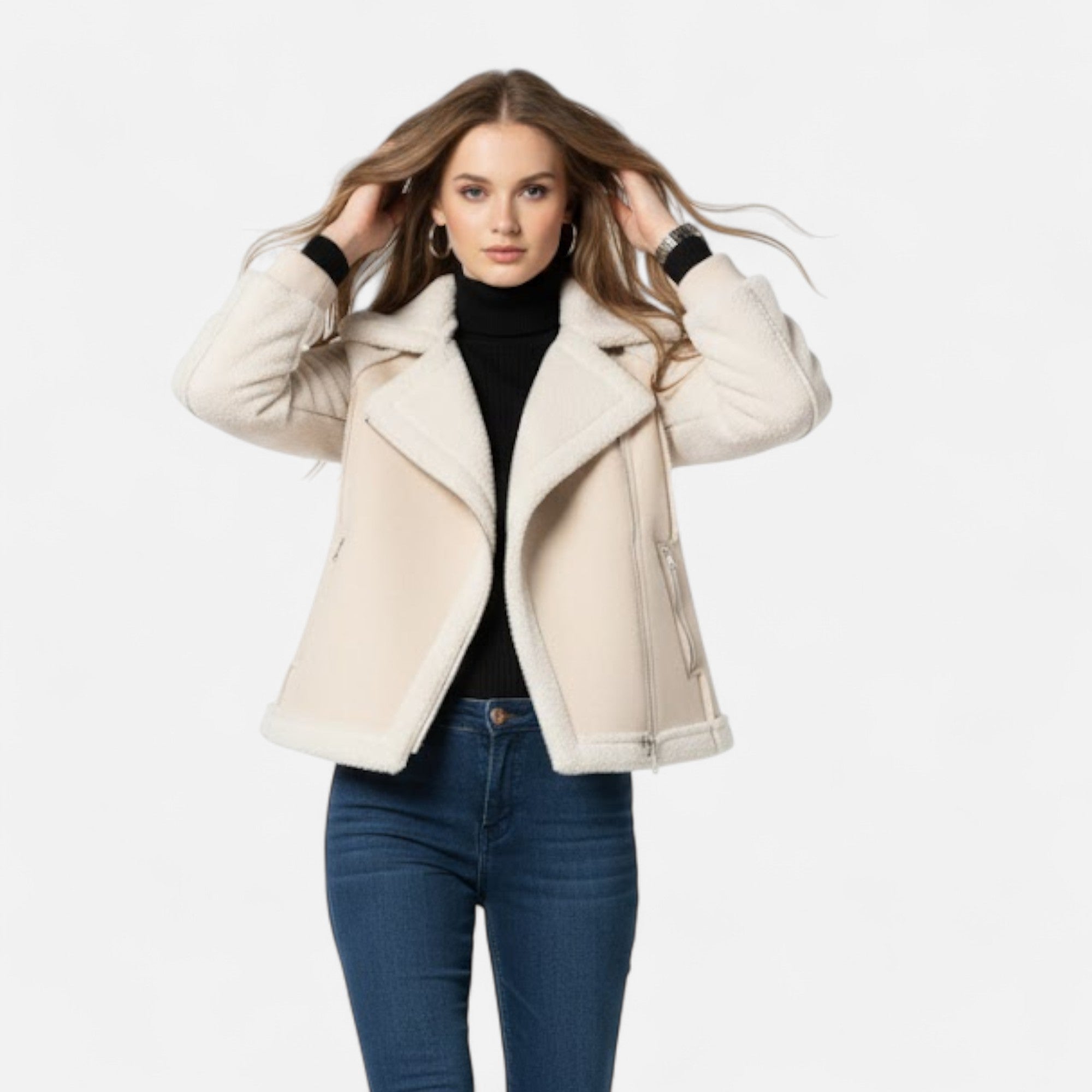 Kowalski | Krótka kurtka motocyklowa z zamszu i weluru jagnięcego dla kobiet