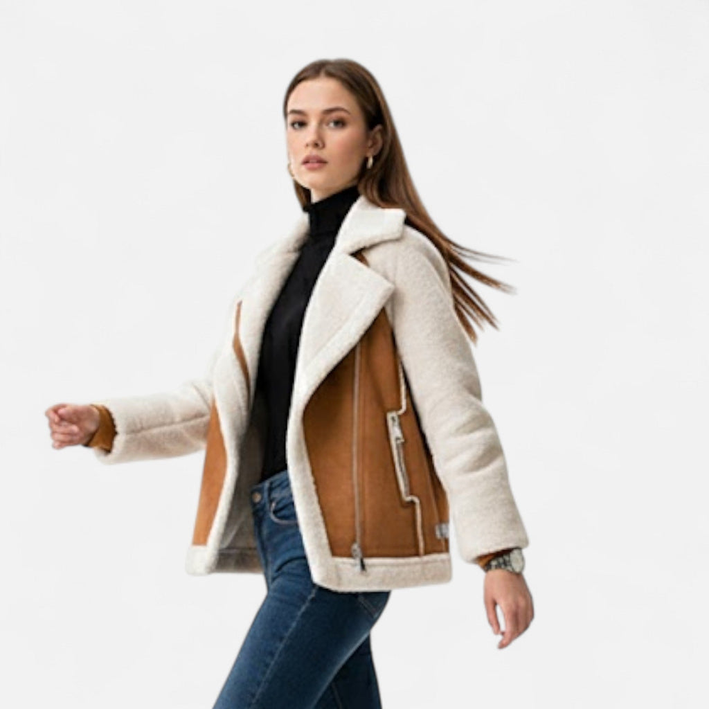 Kowalski | Krótka kurtka motocyklowa z zamszu i weluru jagnięcego dla kobiet