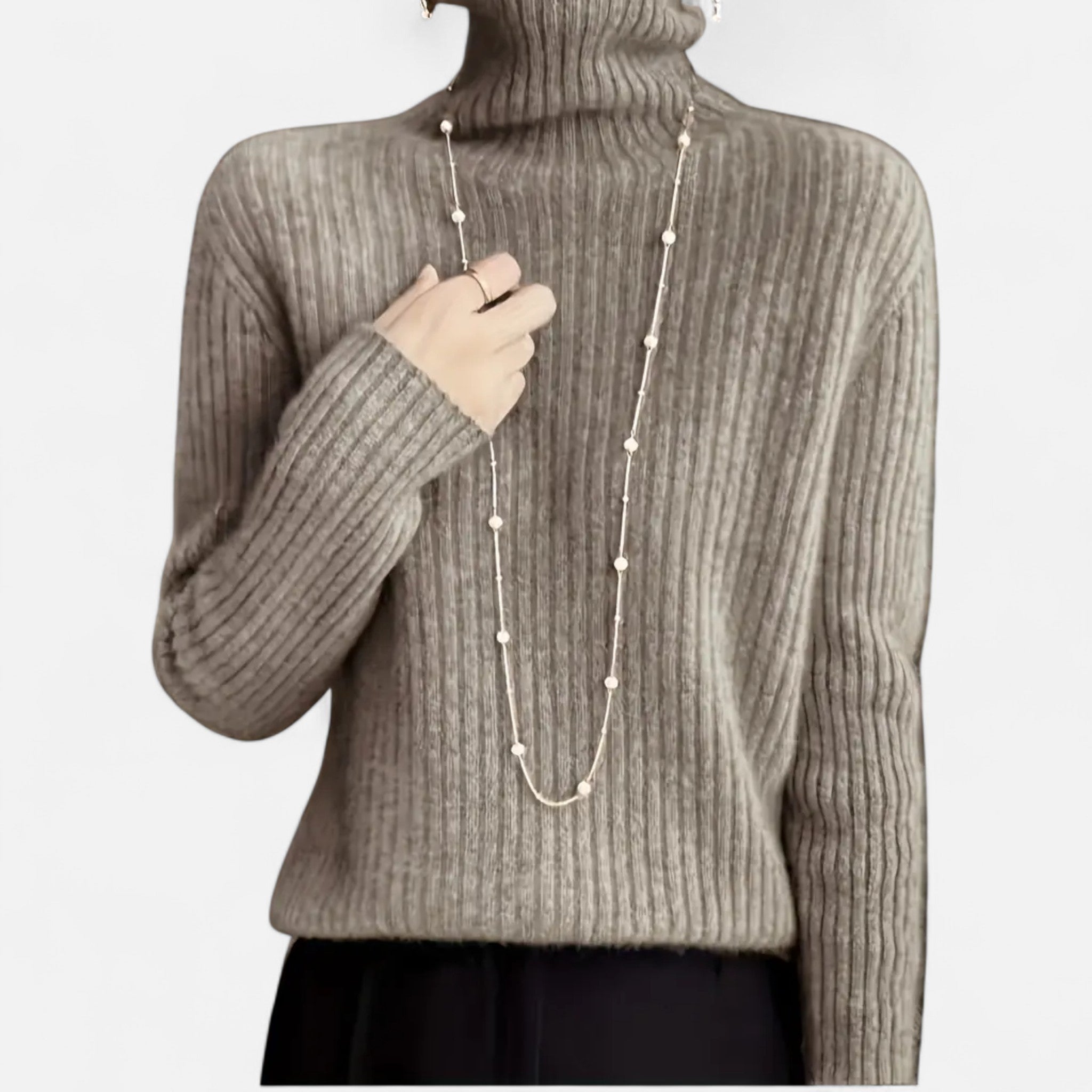 Valmonti | Damski sweter z wysokim kołnierzem i grubym prążkowaniem