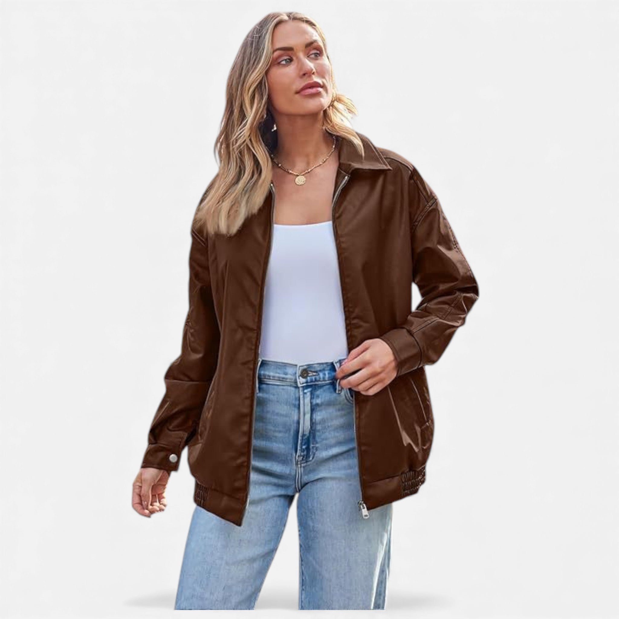 Kowalski | Skórzany Płaszcz Damski – Klasyczny Płaszcz w Stylu Moto z Klapami