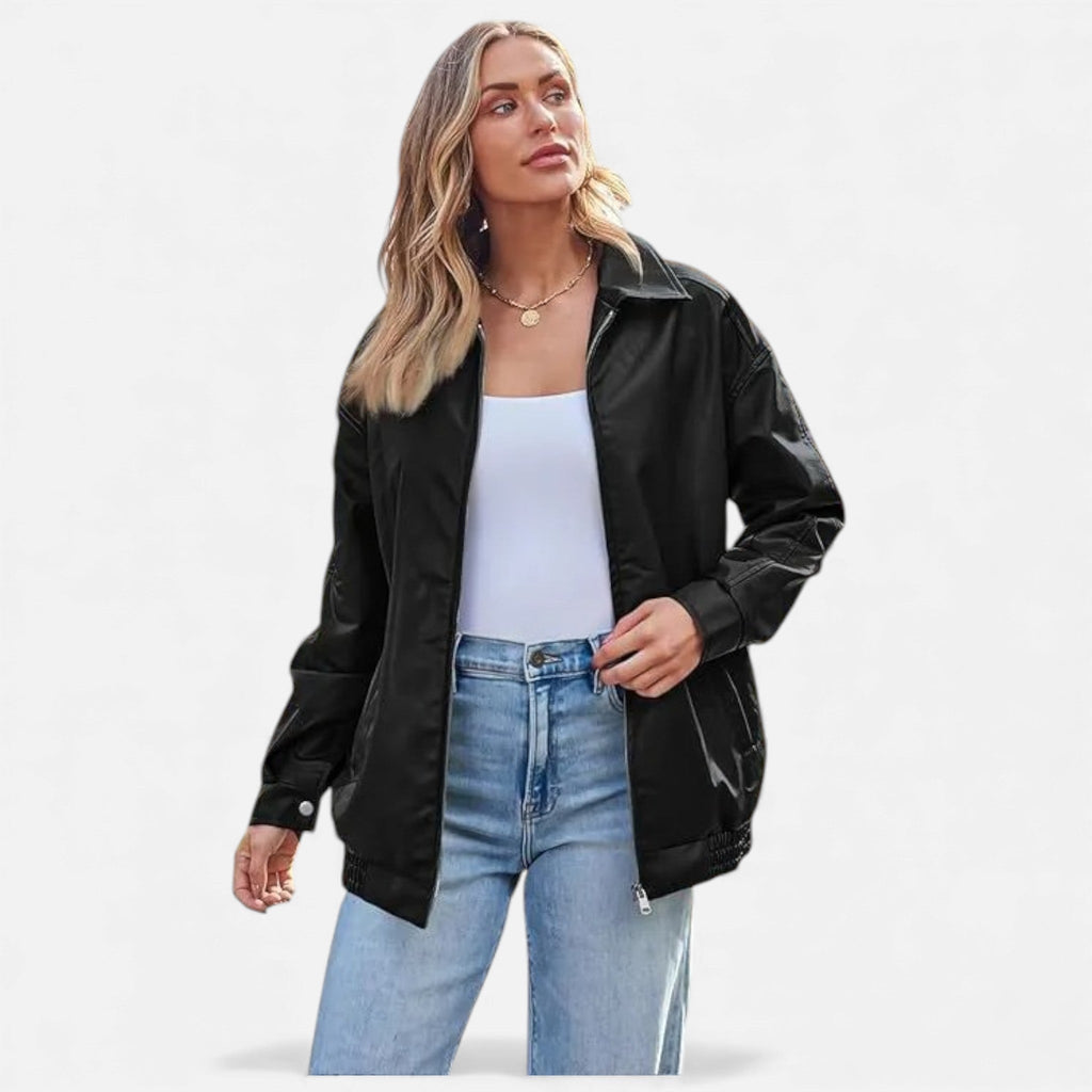 Kowalski | Skórzany Płaszcz Damski – Klasyczny Płaszcz w Stylu Moto z Klapami