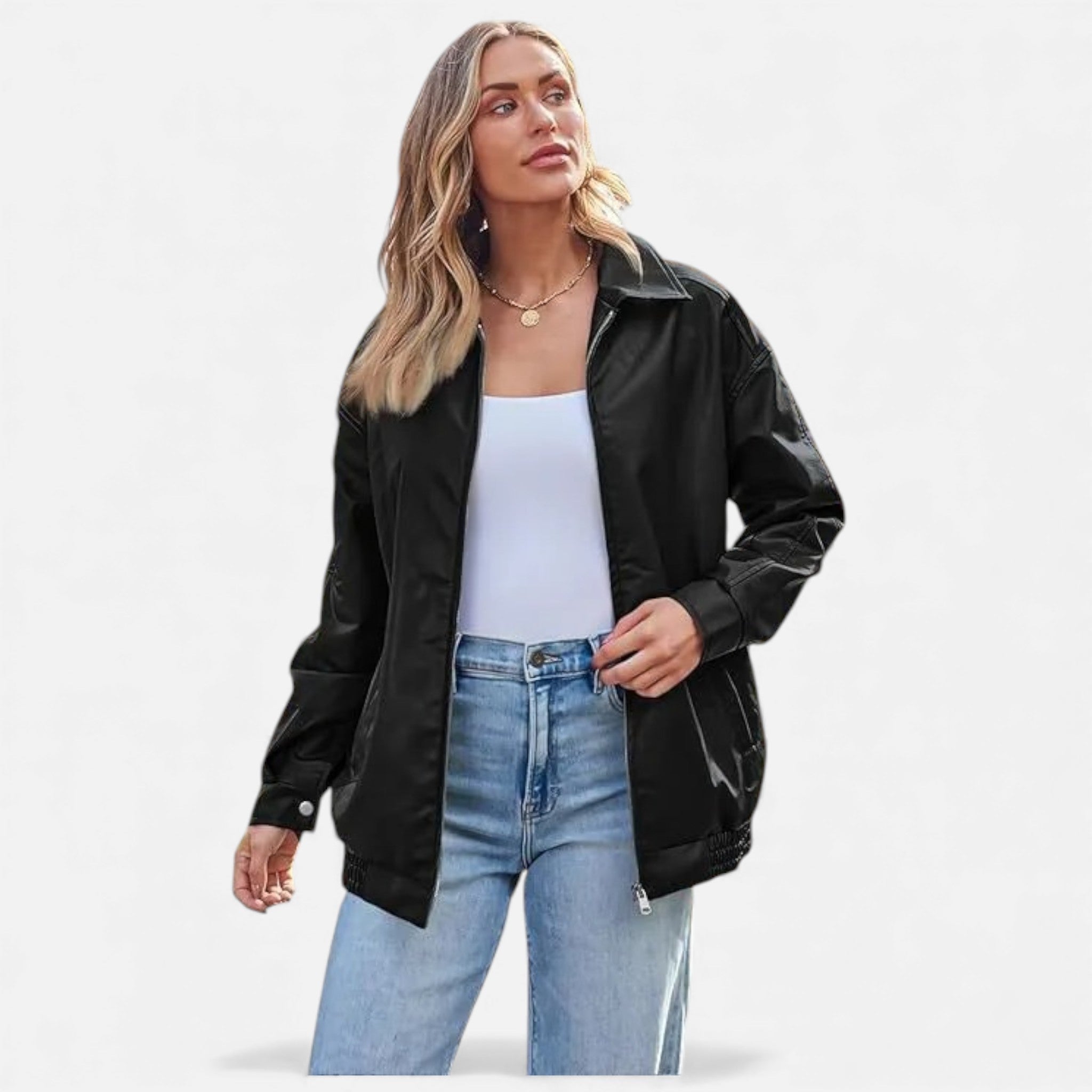 Kowalski | Skórzany Płaszcz Damski – Klasyczny Płaszcz w Stylu Moto z Klapami